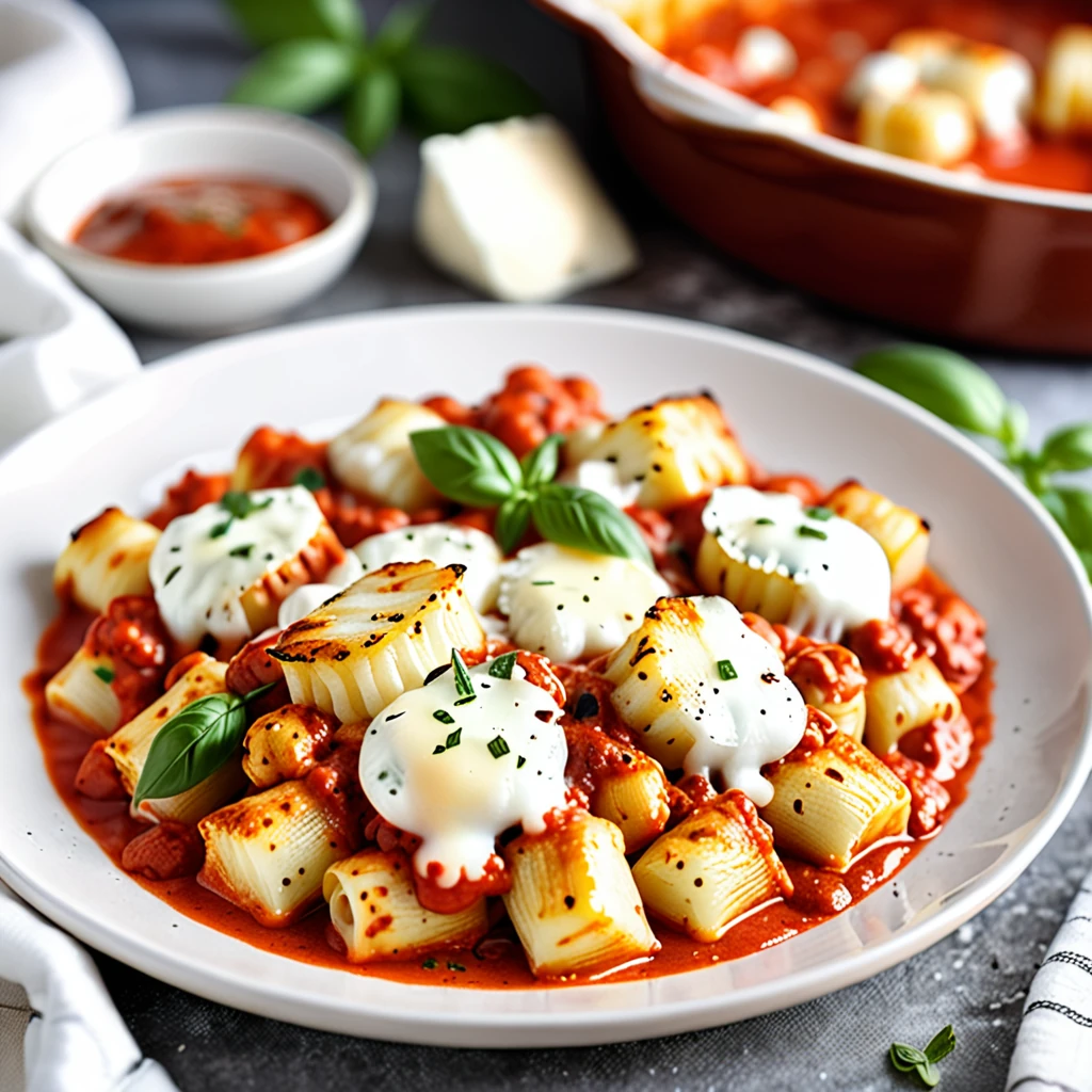 Baked Gnocchi with Tomato Sauce and Melted Cheese