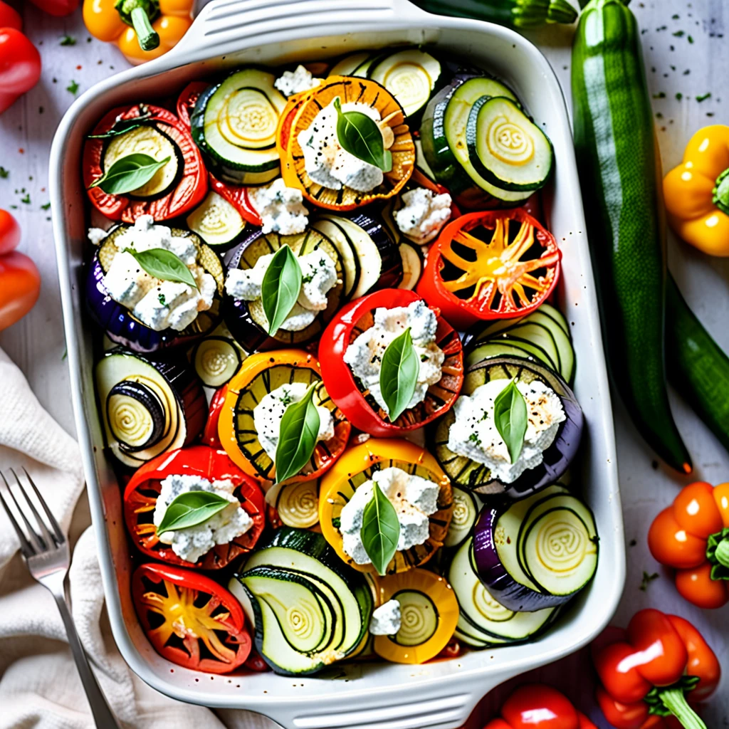 Baked Vegetable Tian with Creamy Goat Cheese
