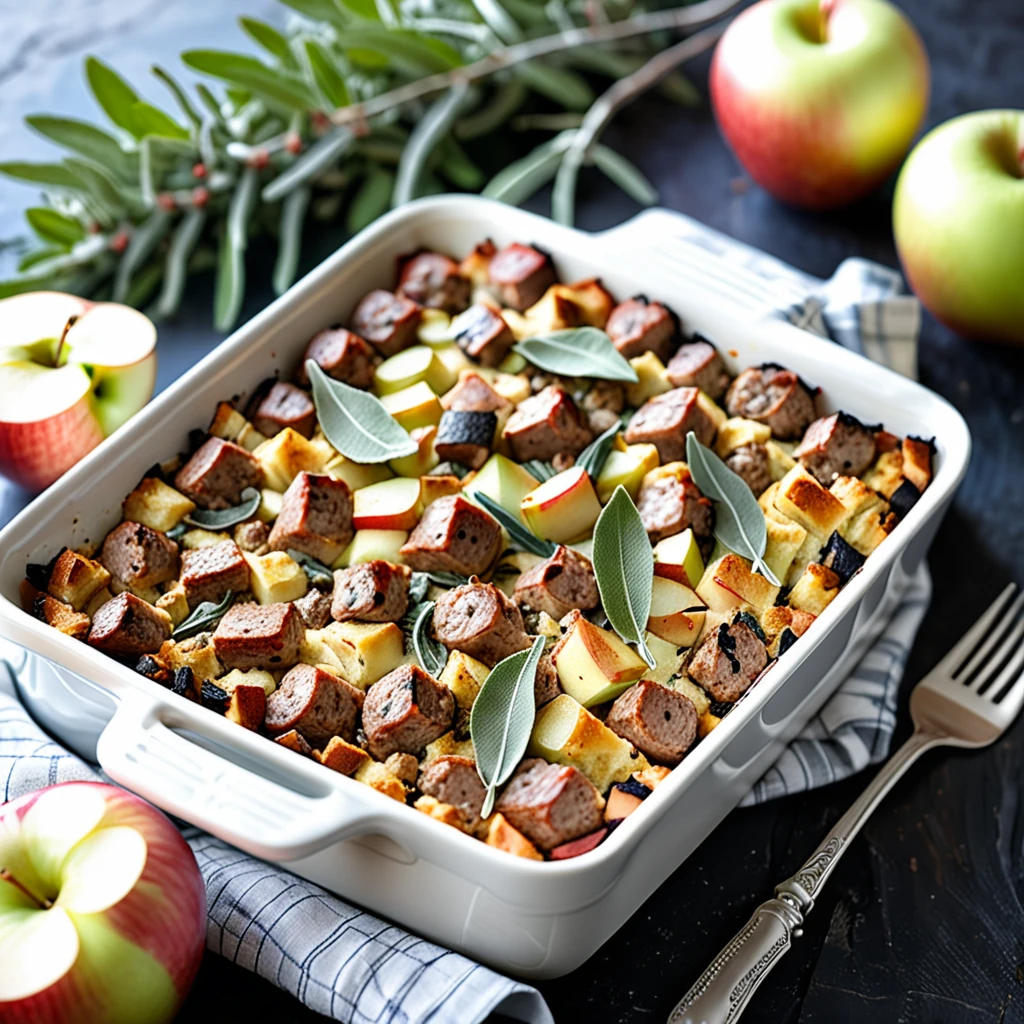 Bison Sausage Apple Sage Breakfast Strata