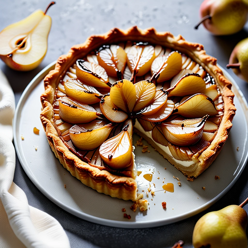 Caramelized Pear Tart with Cream Cheese