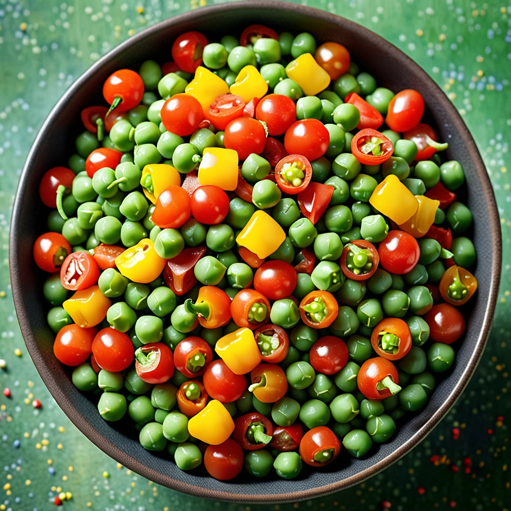 Catalan-Style Peas with Tomatoes and Bell Peppers