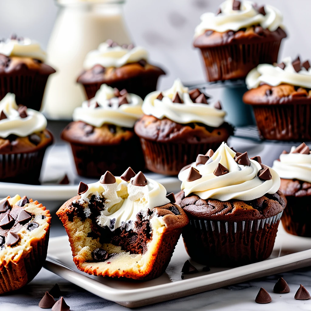 Chocolate Chip Muffins with Creamy Spread Swirl