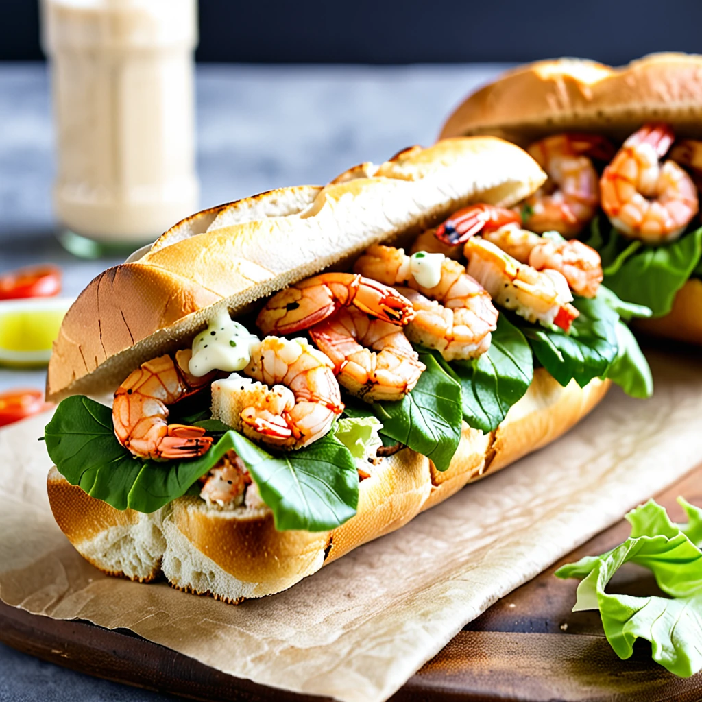 Classic Cajun Shrimp Po Boy Sandwich