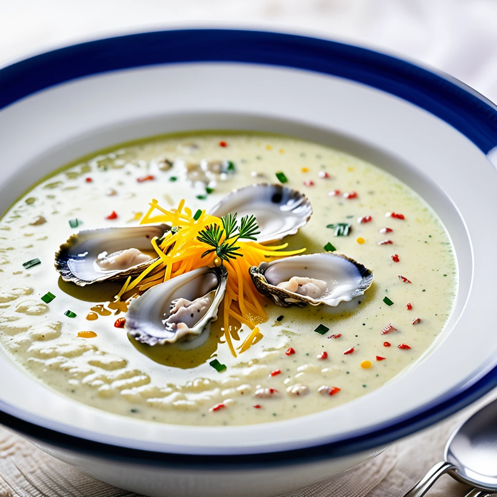 Creamy Oyster Leek Soup with Saffron Flavor