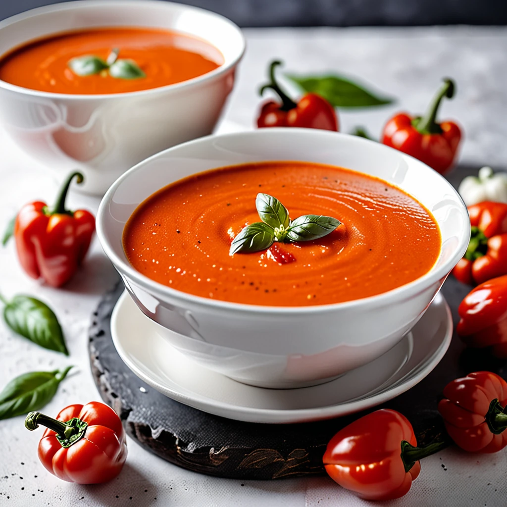 Creamy Roasted Red Pepper and Tomato Soup