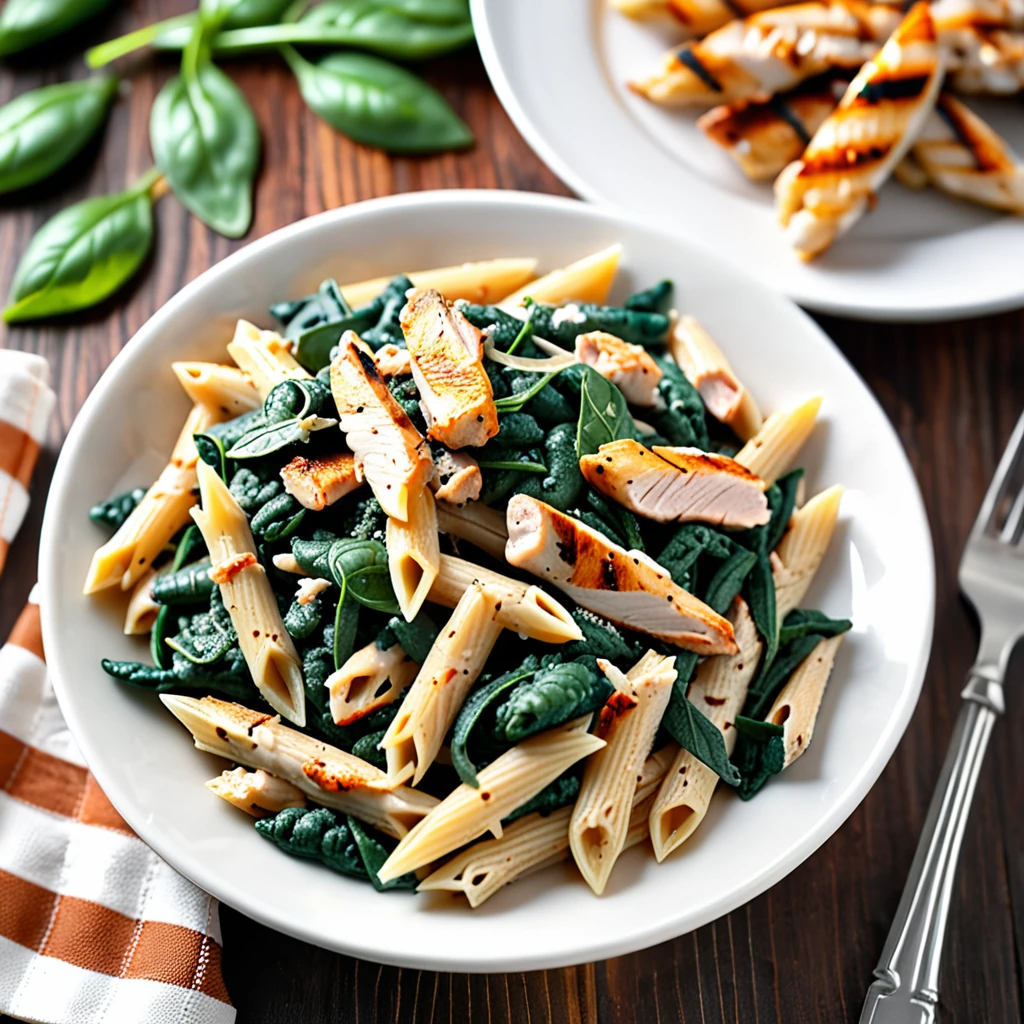 Creamy Spinach and Grilled Chicken Penne Pasta