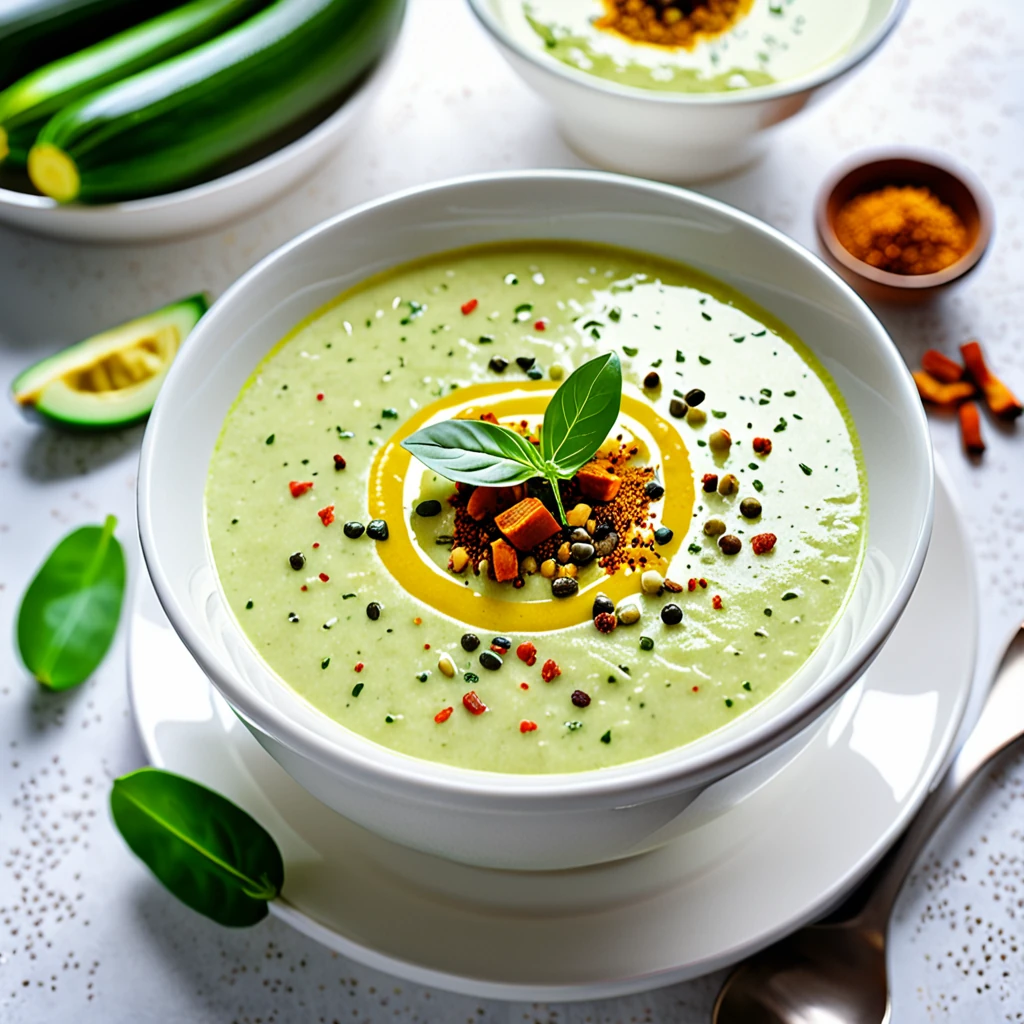 Creamy Zucchini Soup with Warm Curry Spices
