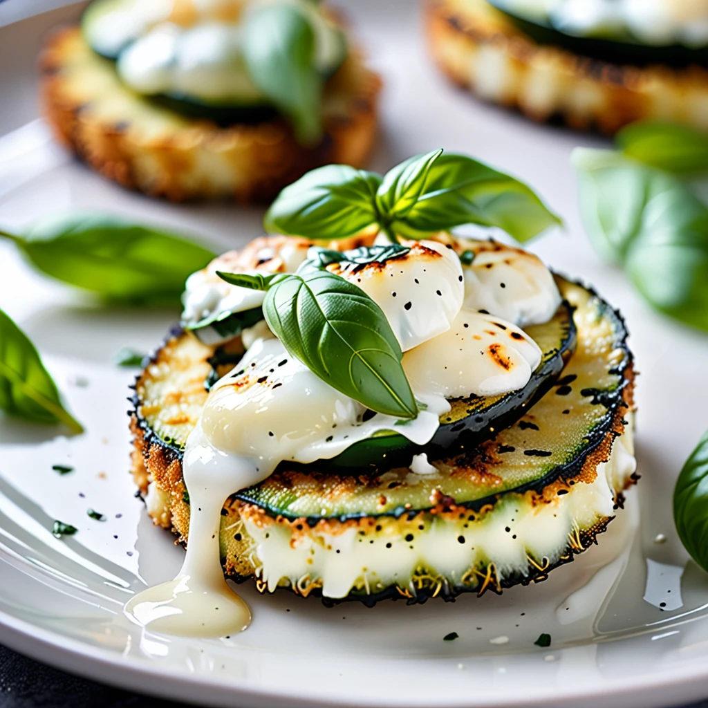 Crispy Pan-Fried Zucchini with Melted Mozzarella Cheese