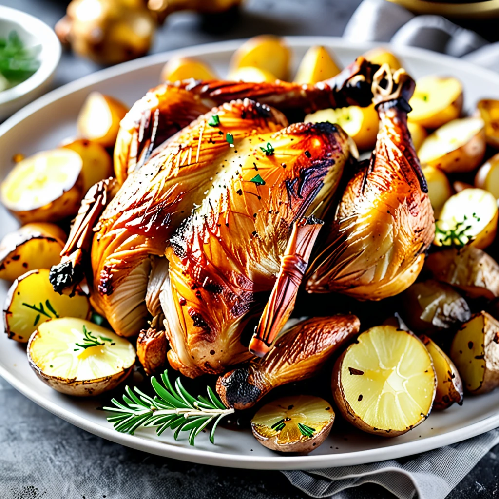 Crispy Roasted Spatchcock Chicken with Golden Potatoes