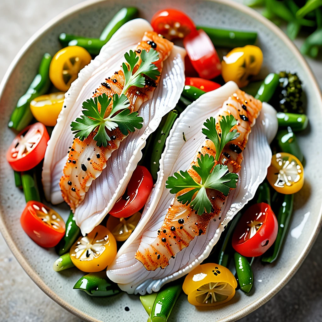 Cuttlefish Fillets with Fresh Garden Vegetables