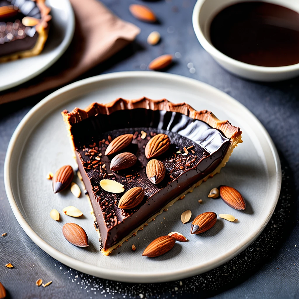 Decadent Chocolate Tart with Toasted Almonds - Vegetarian Delight