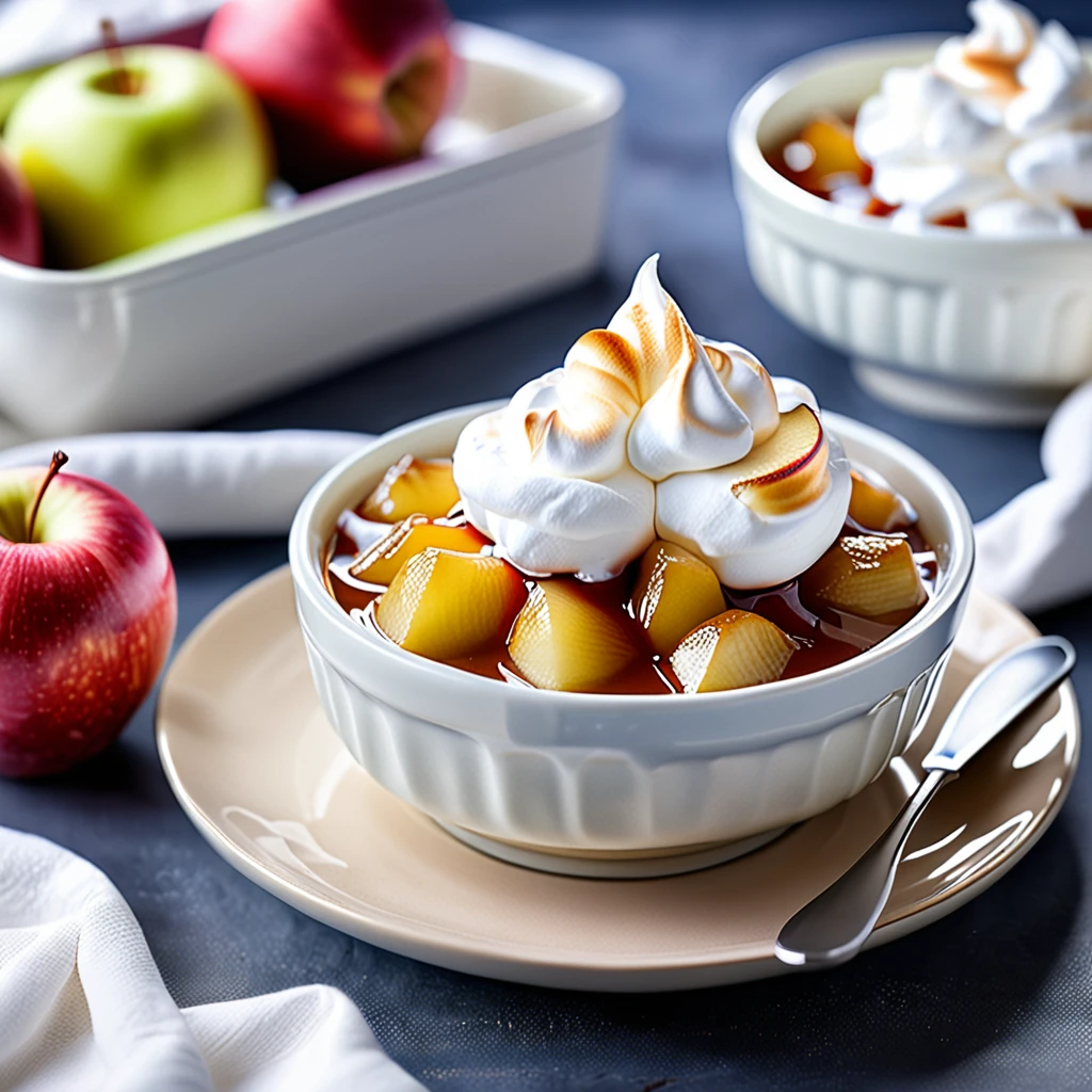 Delicious Apple Compote with Fluffy Meringue Topping
