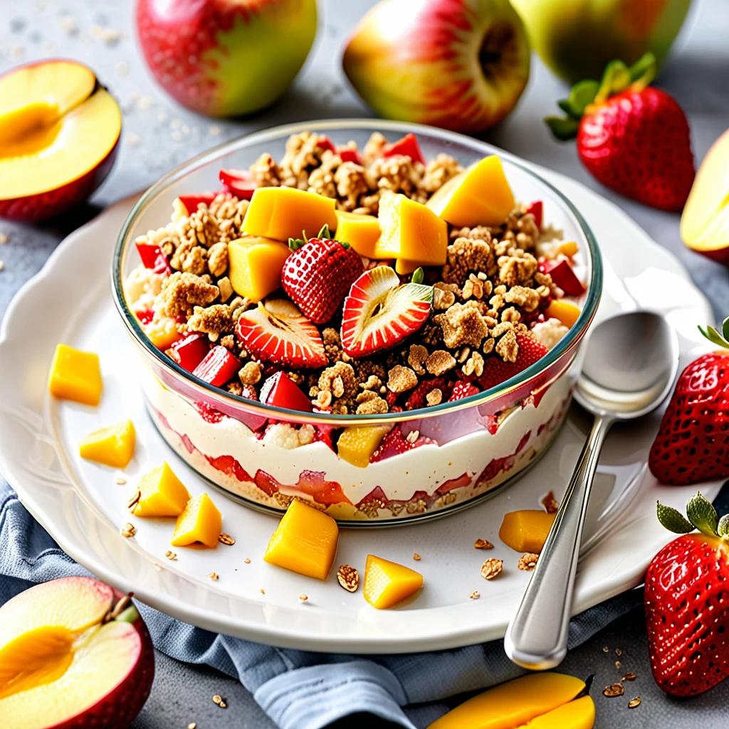 Delicious Apple Strawberry Mango Crumble Dessert