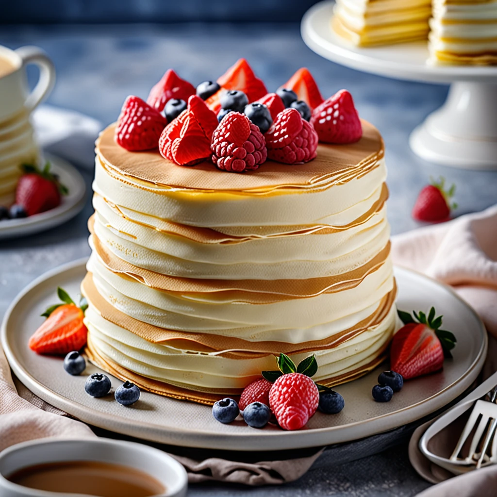Delicious Layered Crepe Cake with Cream Filling