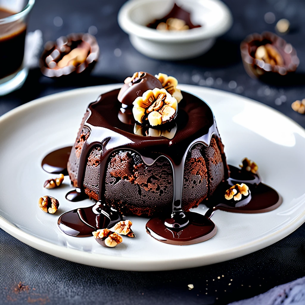 Easy Chocolate Walnut Molten Lava Cake