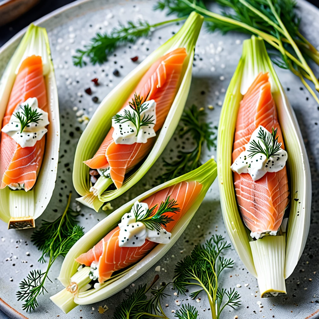 Endive Boats Stuffed With Smoked Salmon