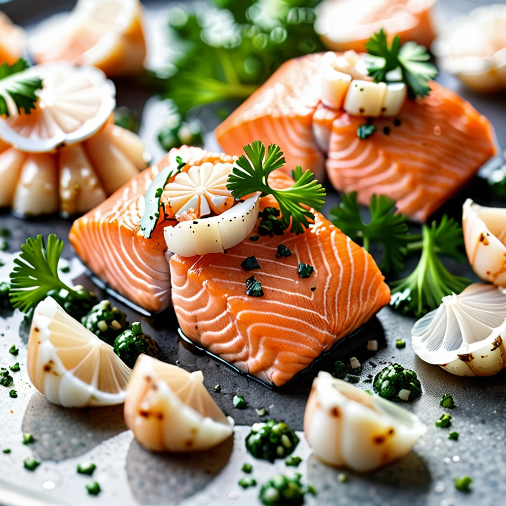 Flaked Salmon and Scallops Delight