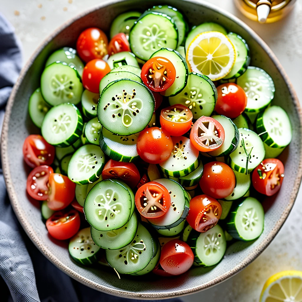 Fresh Cucumber and Tomato Salad with Zesty Dressing