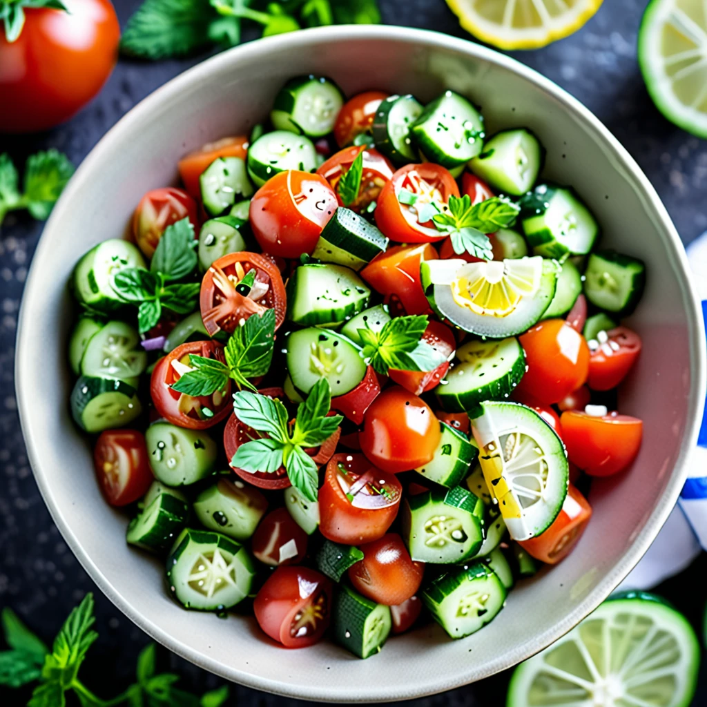 Fresh Israeli Tomato and Cucumber Salad