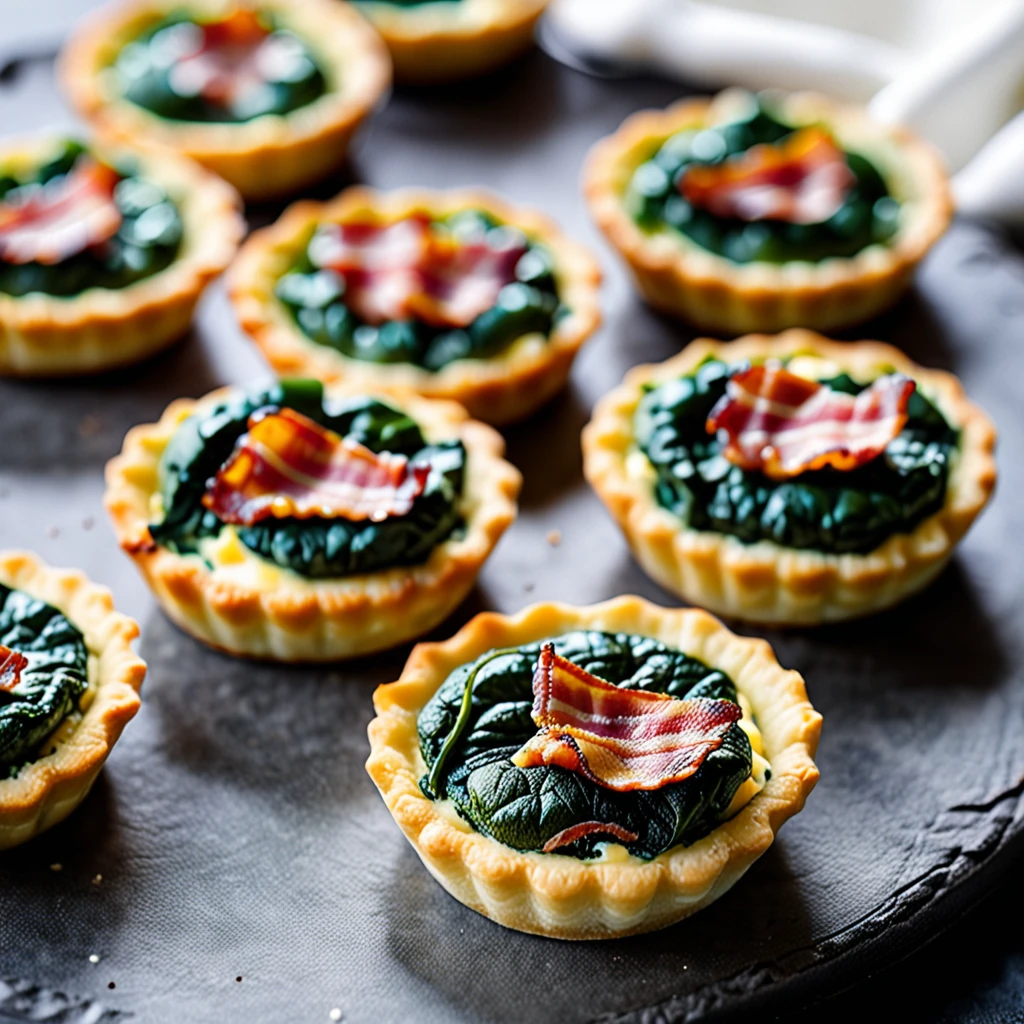 Fresh Spinach and Smoked Bacon Mini Tarts