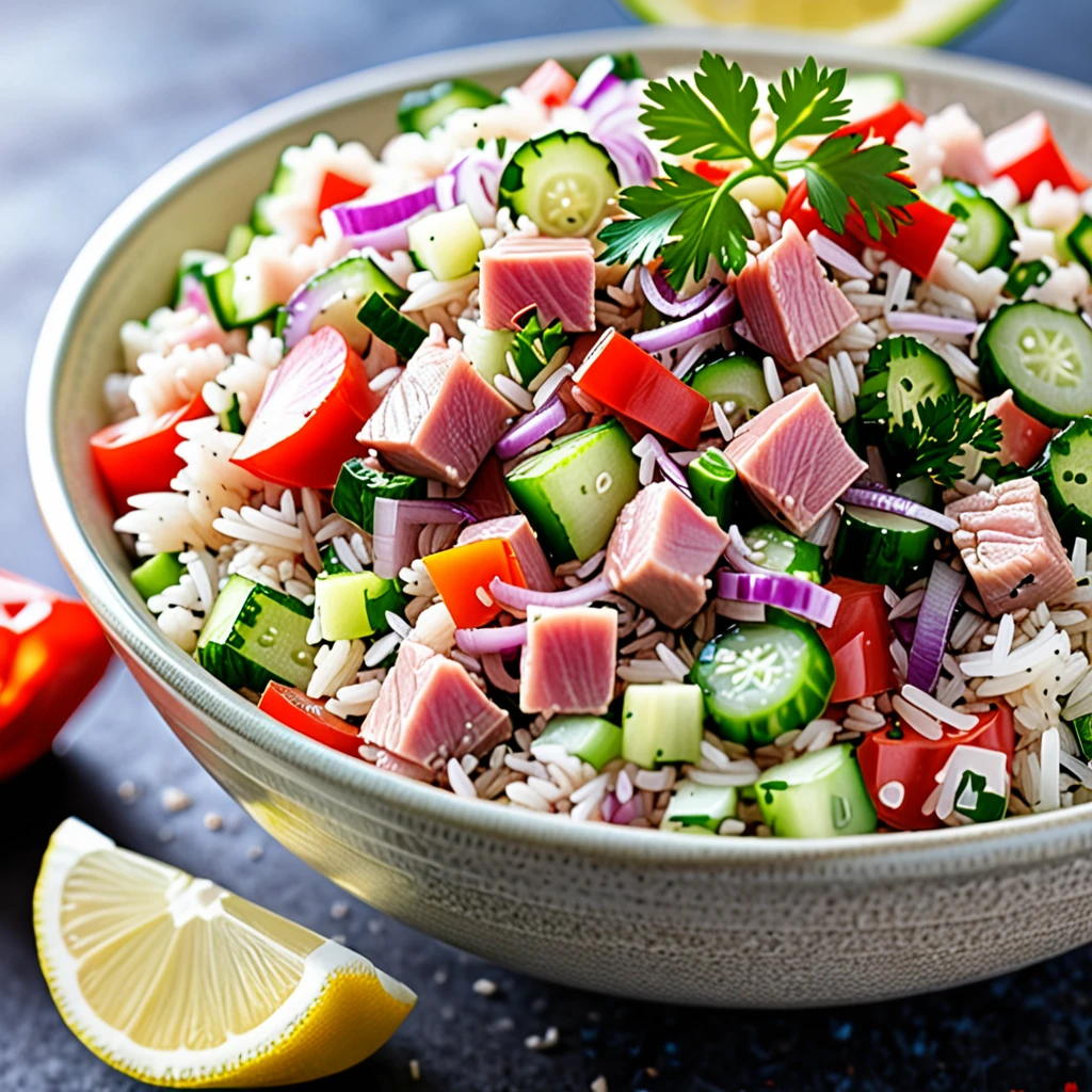 Fresh Tuna Rice Salad with Crisp Vegetables