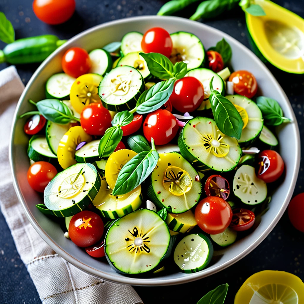 Fresh Zucchini Medley Salad with Lemon Dressing