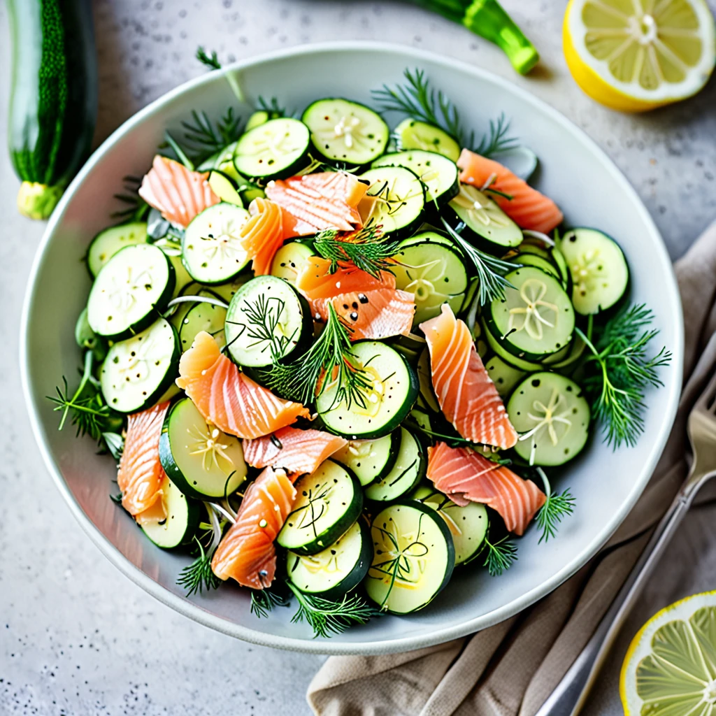 Fresh Zucchini Salad with Smoked Salmon