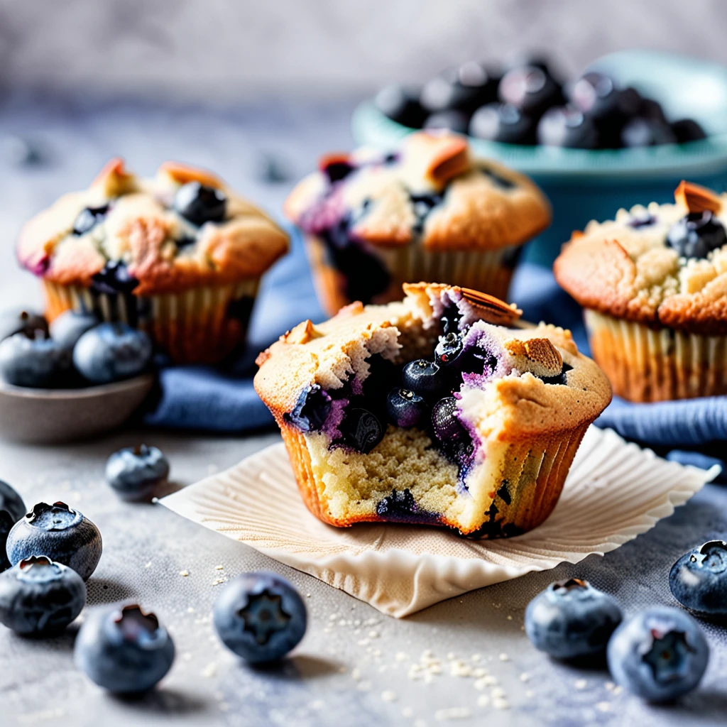 Gluten-Free Almond Flour Blueberry Muffins