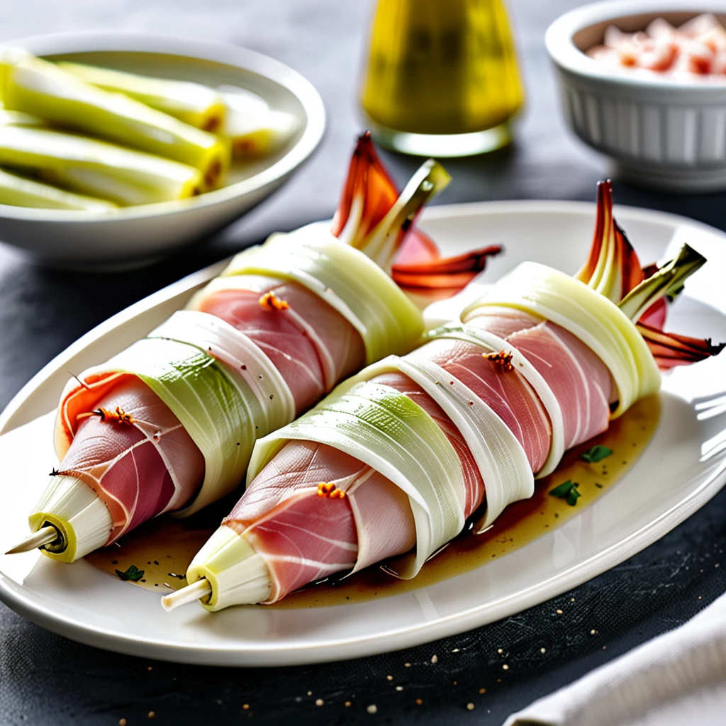 Ham Wrapped Endives with Zesty Italian Dressing
