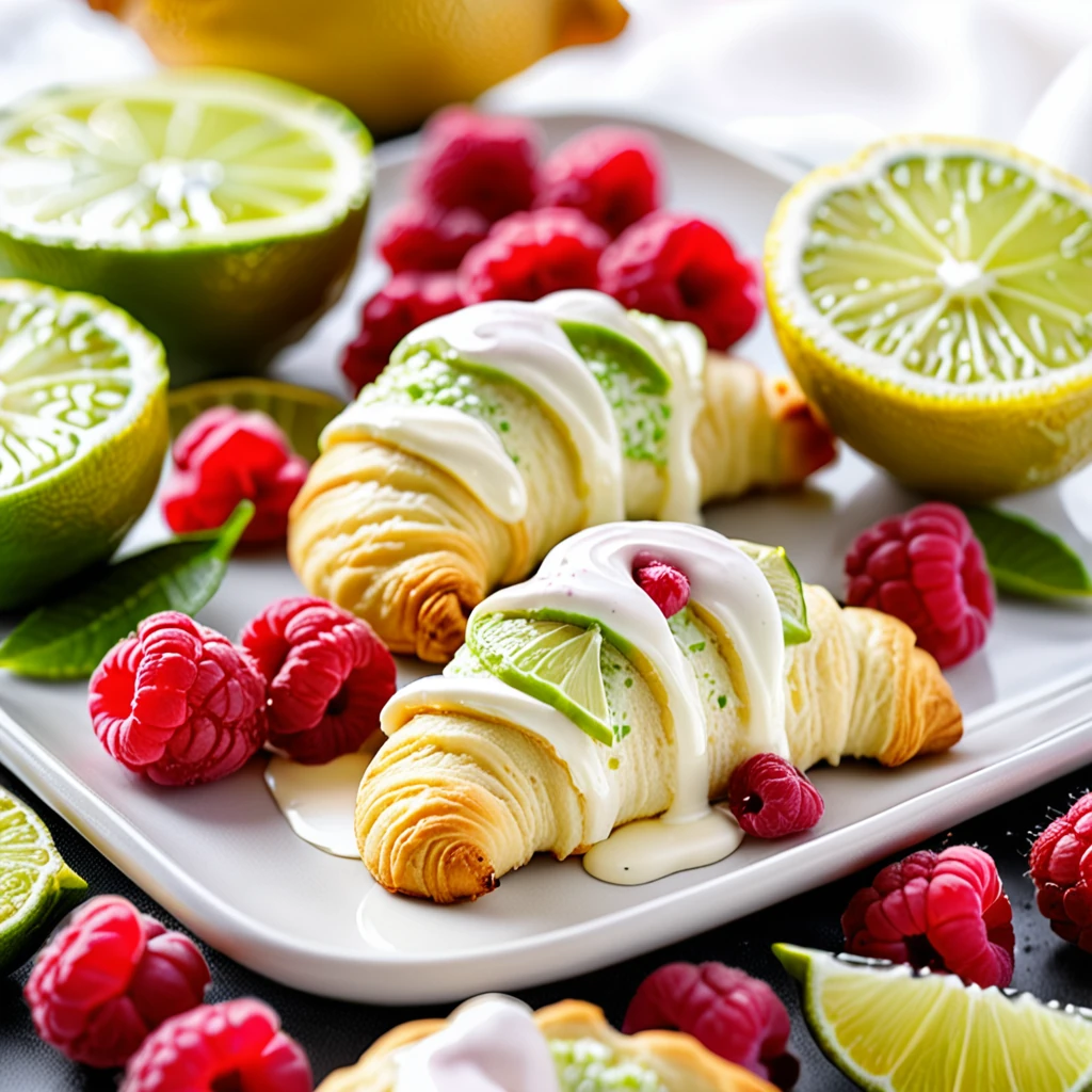 Key Lime Cream Cheese Crescents with Lemon Raspberry Sauce