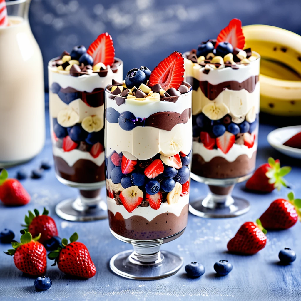 Layered Fruit and Triple Chocolate Parfaits