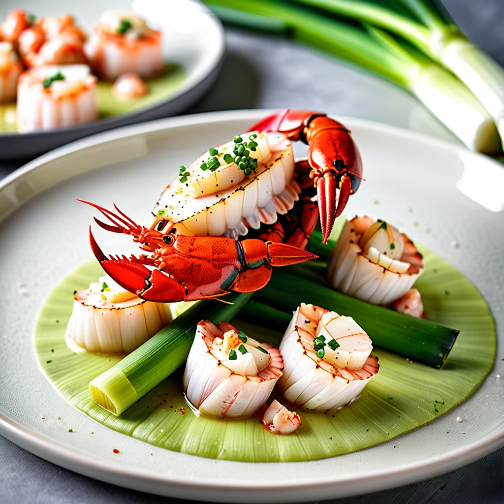 Lobster and Scallops on a Bed of Leeks