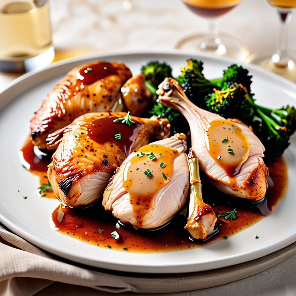 Oven-Baked Chicken with Champagne and Armagnac Sauce