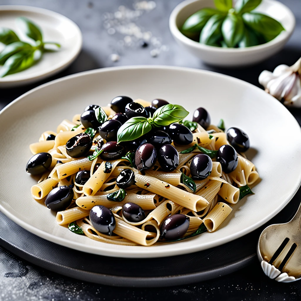 Pasta with Savory Black Olive Sauce
