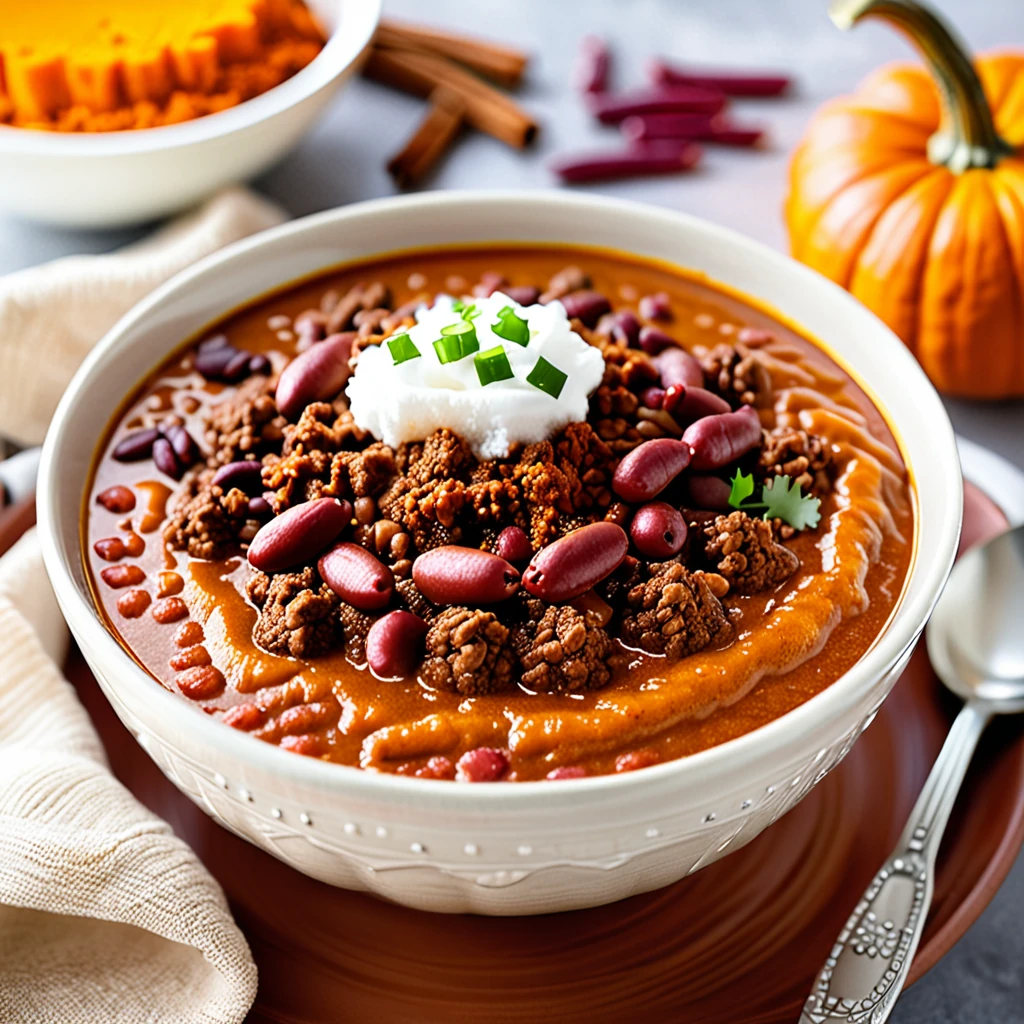 Pumpkin Beef Chili with Cinnamon Spice