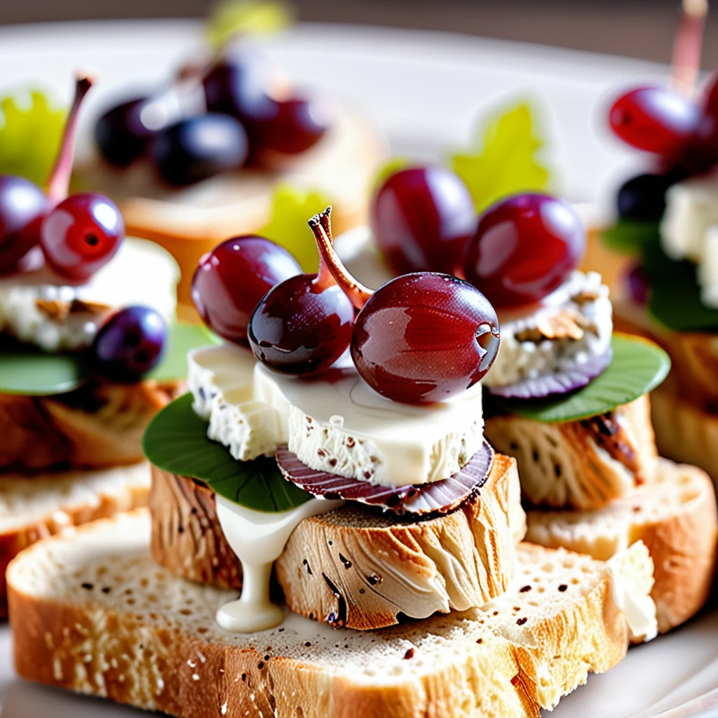 Quail Canapes with Sweet Grapes for Elegant Appetizers