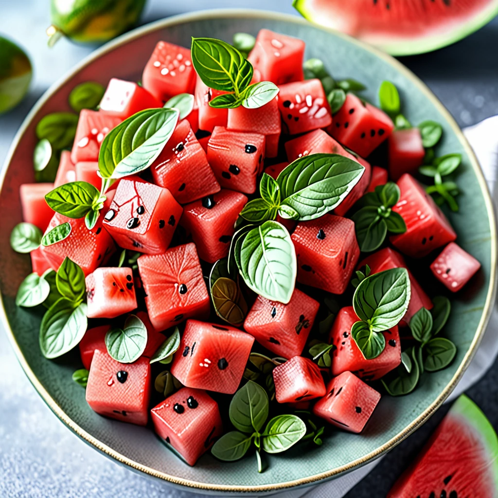 Refreshing Watermelon Strawberry Herb Salad