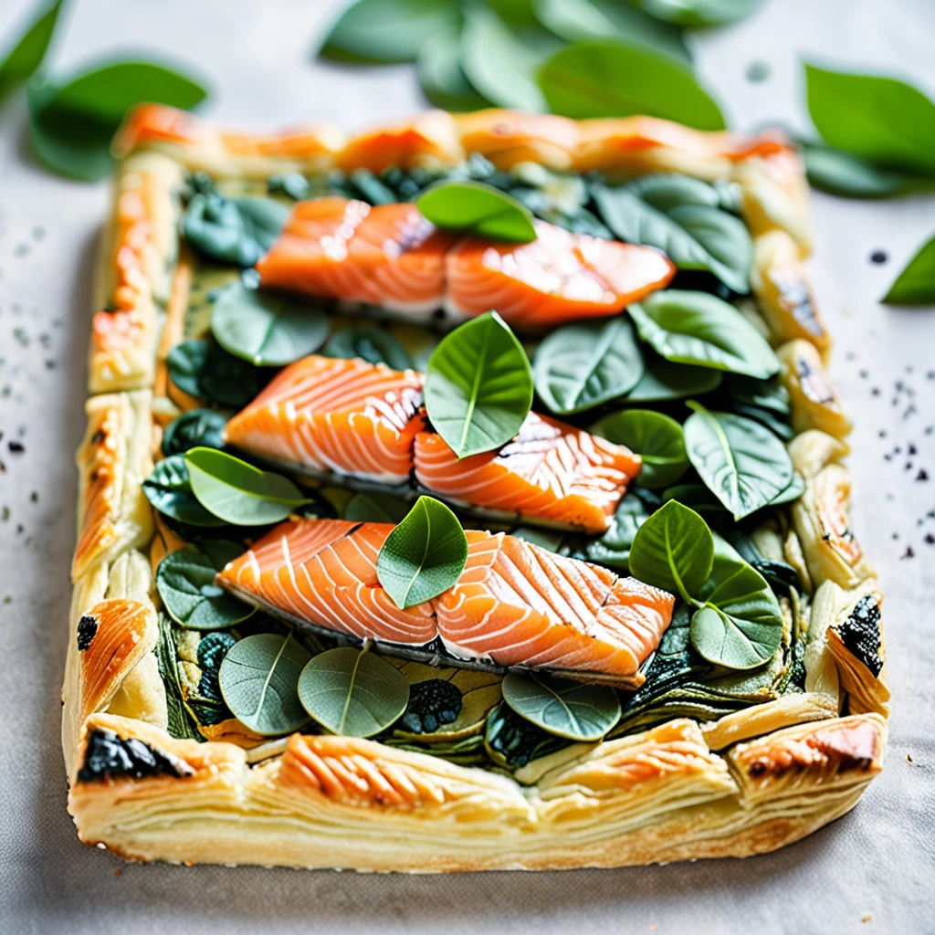 Salmon and Sorrel Puff Pastry Tart