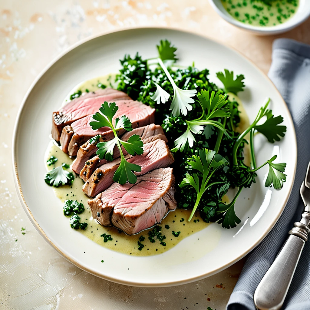 Sauteed Veal with Garlic and Parsley Butter Sauce