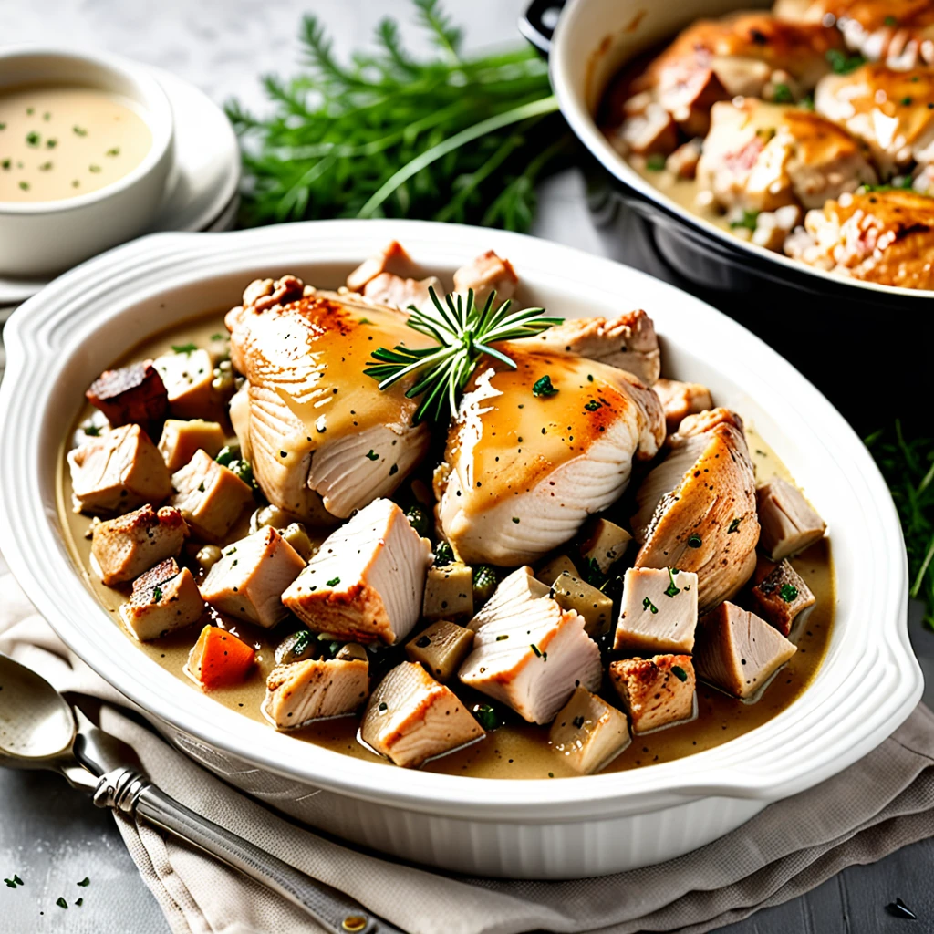 Savory Chicken Bake with Classic Gravy and Stuffing