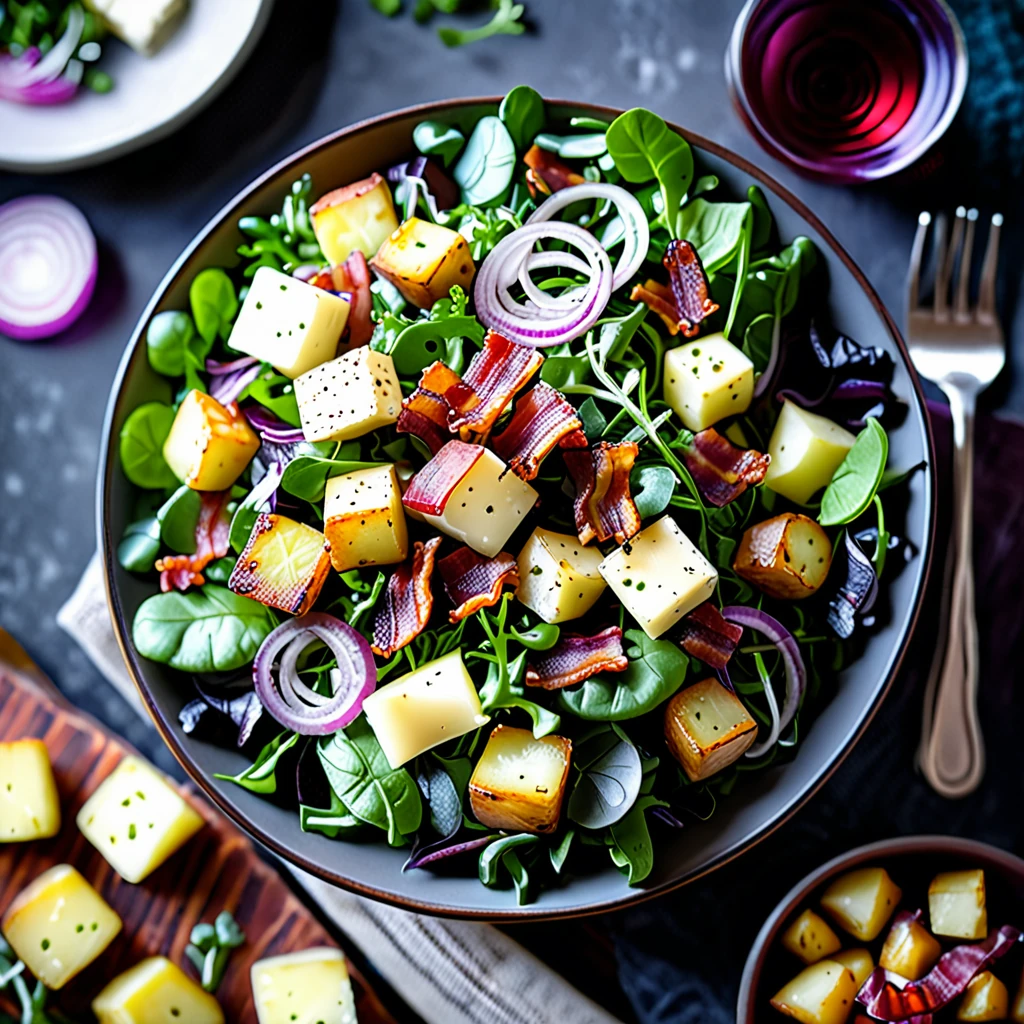 Savoyard Style Hearty Alpine Salad with Bacon and Cheese
