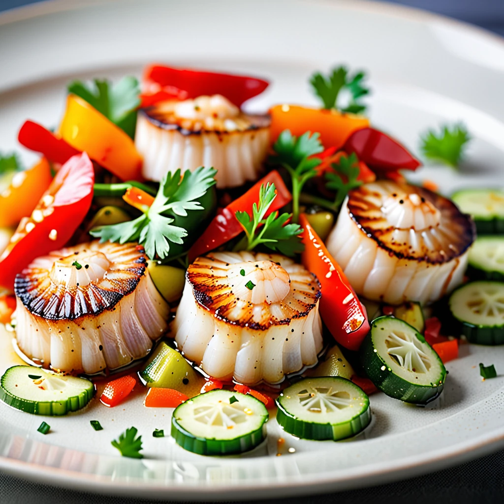 Seared Scallops with Fresh Garden Vegetables