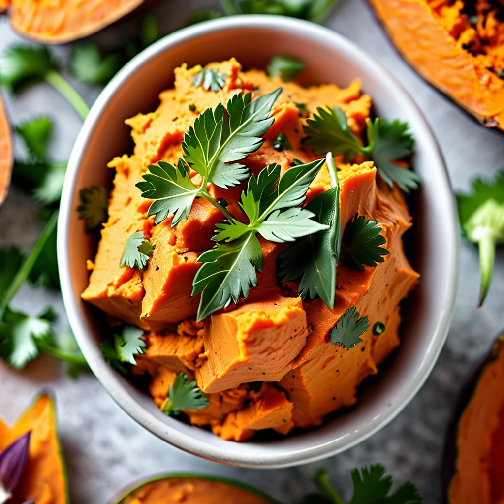 Spicy Jalapeno Cilantro Mashed Sweet Potatoes