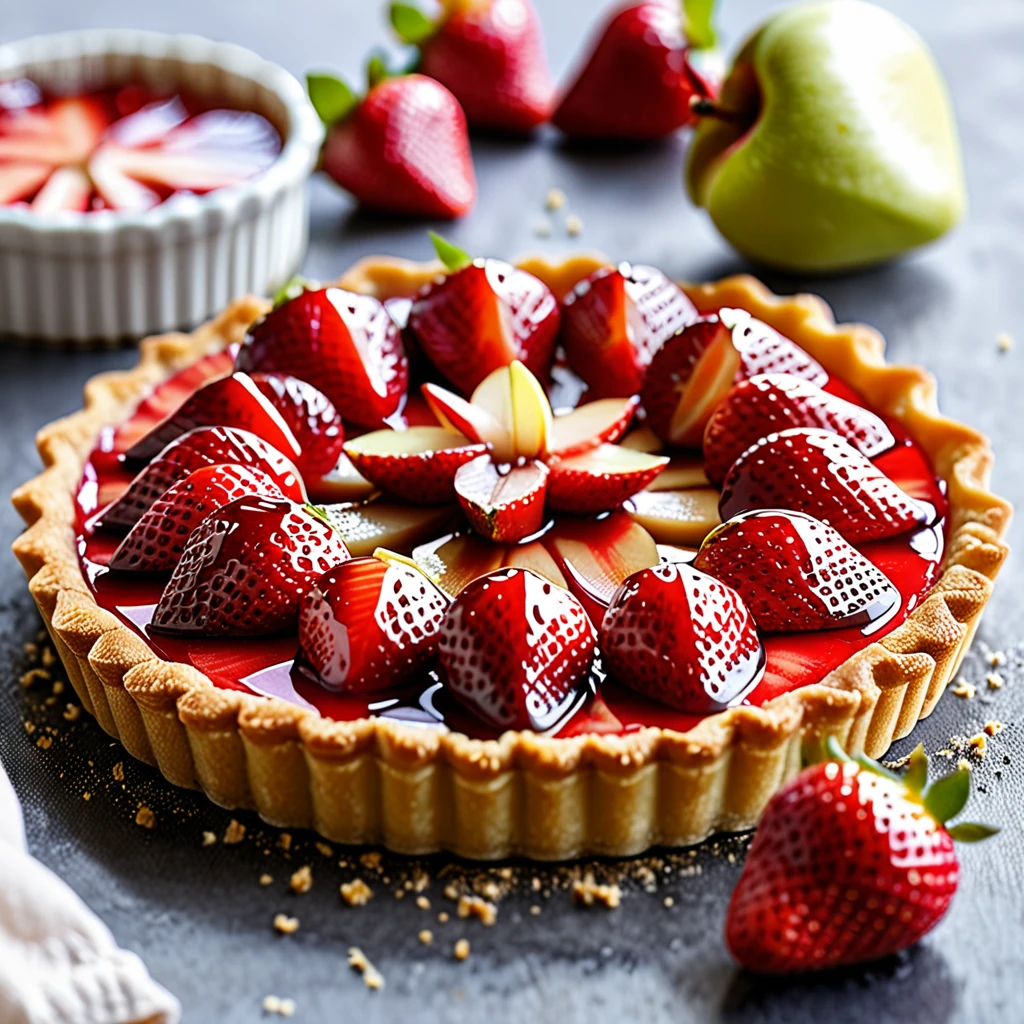 Strawberry Tart with Apple Sauce Drizzle