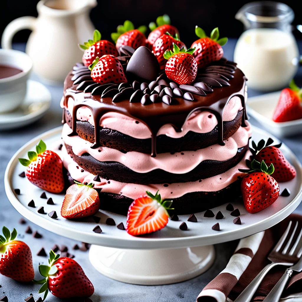 Strawberry Yogurt Chocolate Cake