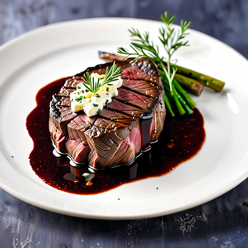 Venison Steak with Port Wine Sauce and Creamy Herb Cheese