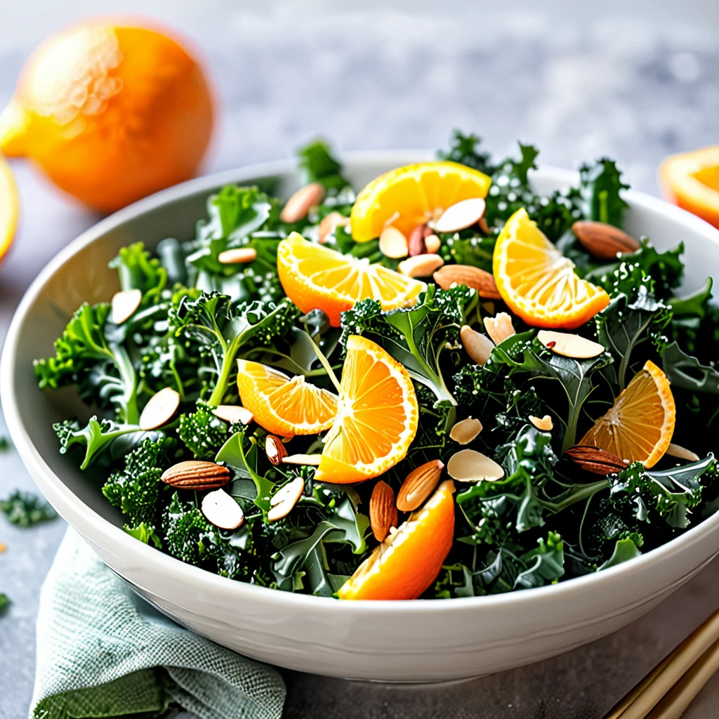 Zesty Orange Kale Salad with Crunchy Almonds