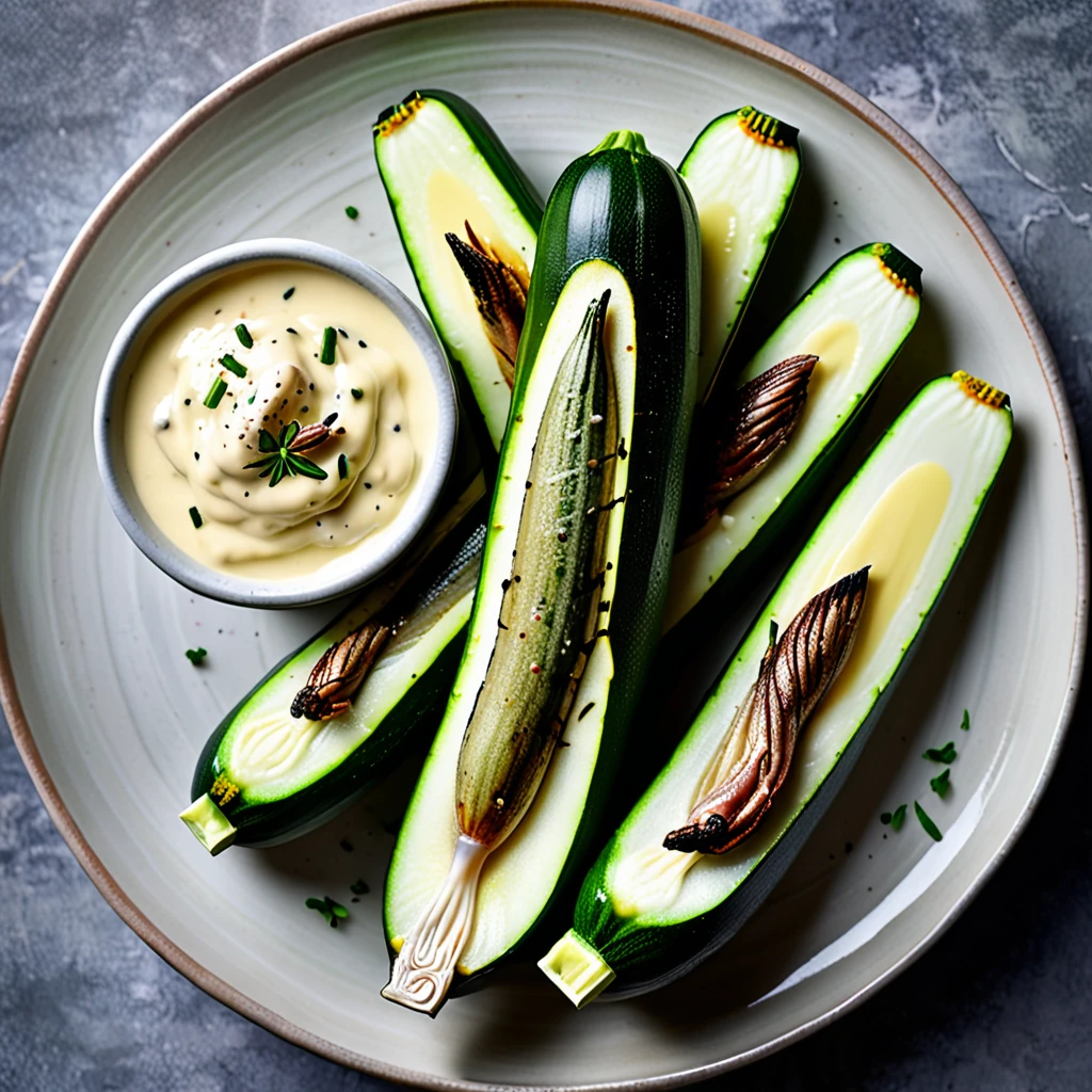 Zucchini with Garlic Aioli and Anchovies