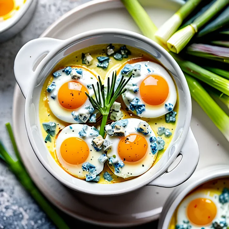 Recipe: Baked Eggs with Leeks and Blue Cheese