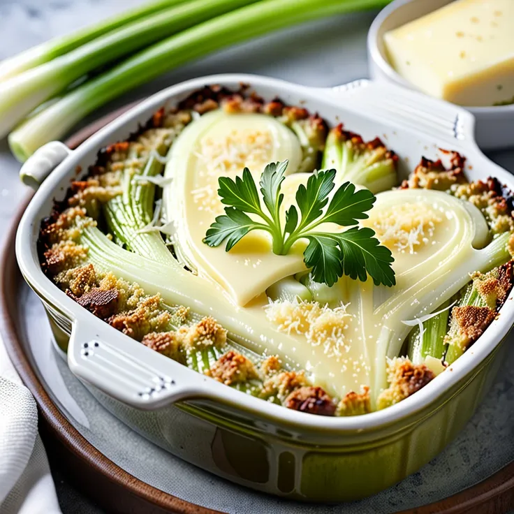 Recipe: Braised Celery Heart Gratin with Creamy Cheese Topping